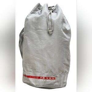 Prada Luna Rossa Gray Duffel Bag with Red Accent
